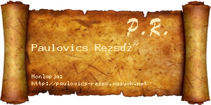 Paulovics Rezső névjegykártya